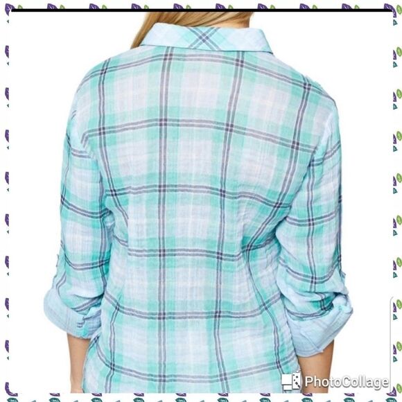 ✅️Anthropologie Sanctuary The Steady Boyfriend plaid shirt - Picture 2 of 8